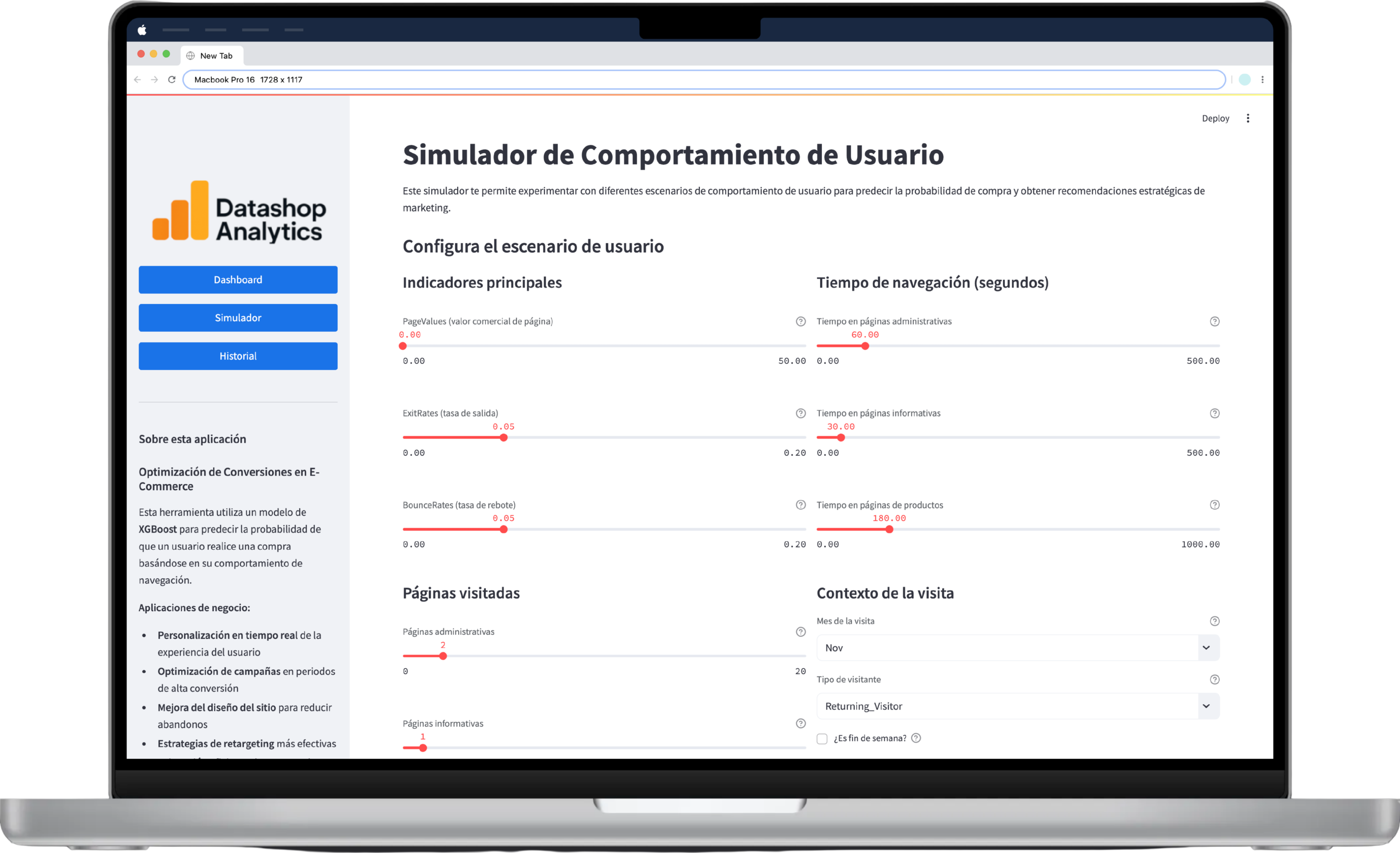 DATASHOP ANALYTICS - Vista Desktop