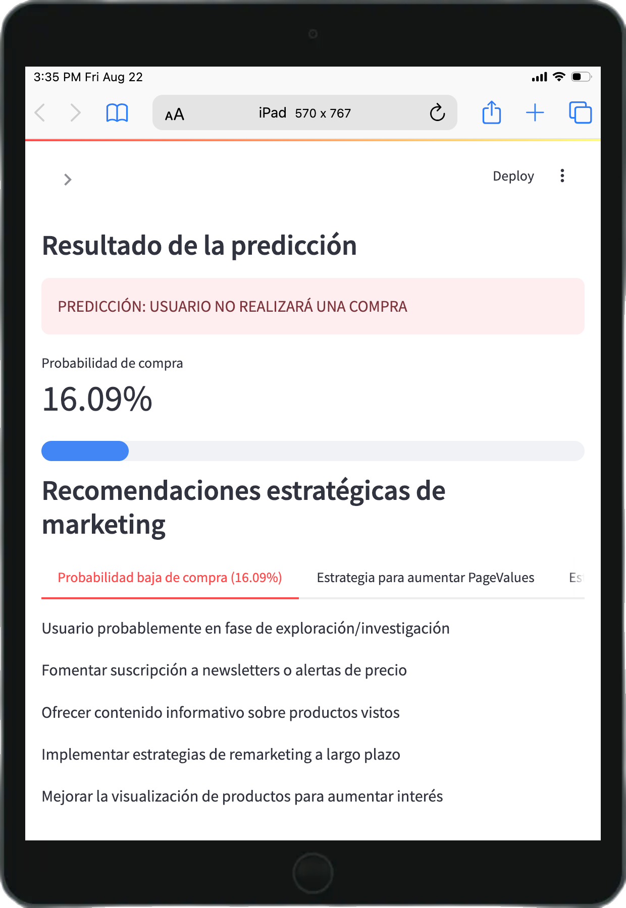 DATASHOP ANALYTICS - Vista Tablet