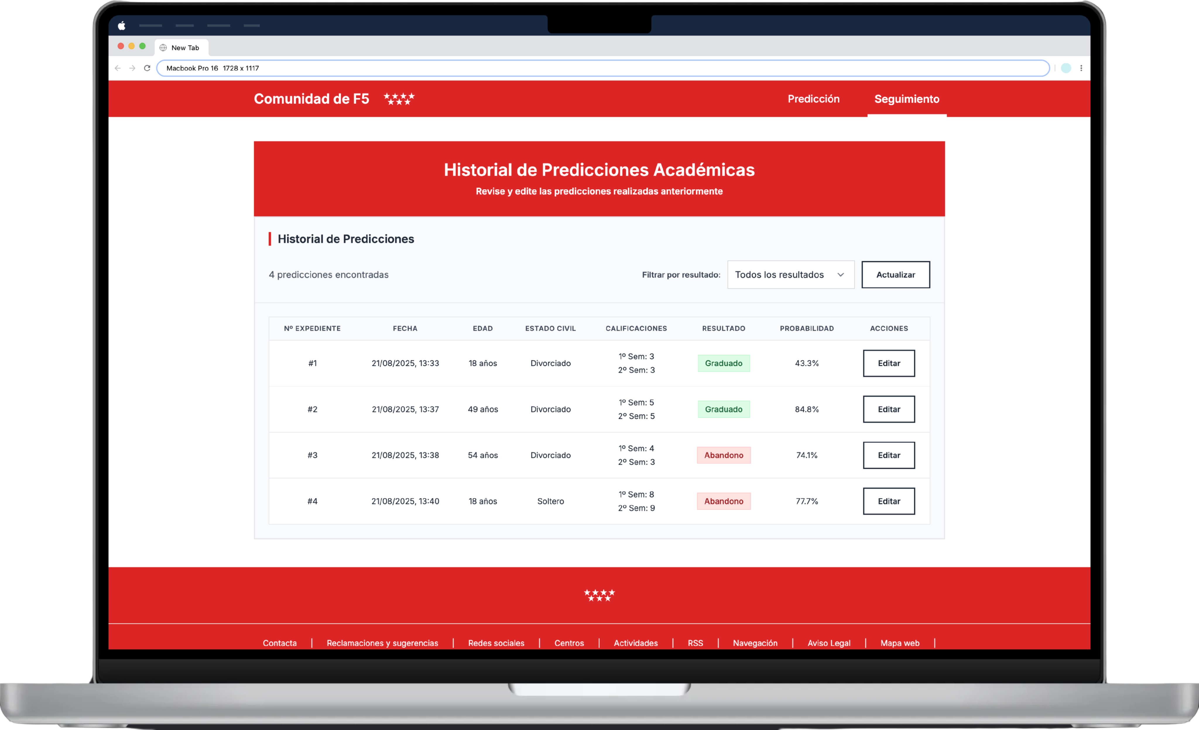 ACADEMIC PREDICTOR - Desktop View