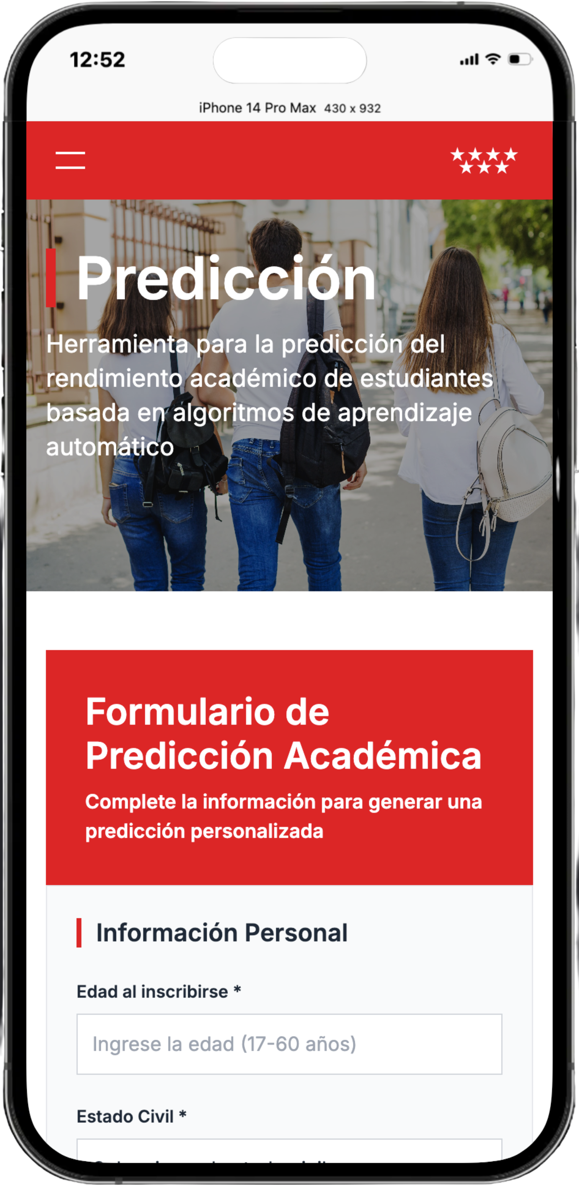ACADEMIC PREDICTOR - Mobile View 1